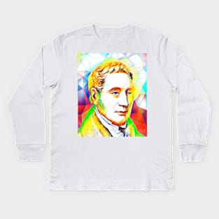 George Stephenson Colourful Portrait | George Stephenson Artwork 11 Kids Long Sleeve T-Shirt
